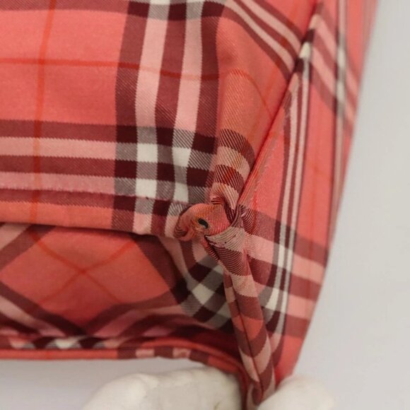 BURBERRY Nova Check Blue Label Hand Bag Nylon Pink Silver Auth hs1706 - Picture 4 of 16